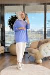 34297 Tonaton Baskılı Basic Sweat İndigo